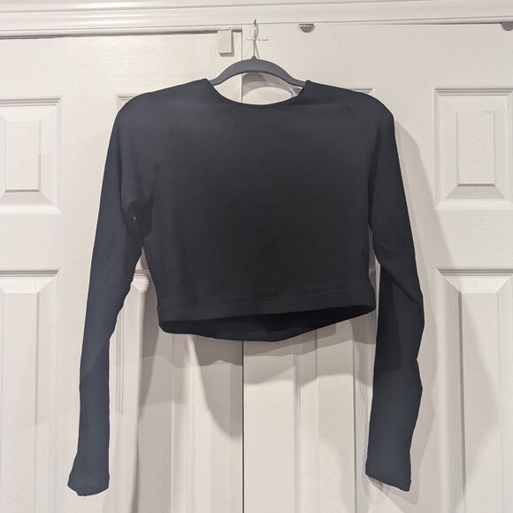 Sport ribbed cropped black top long sleeves I.FIV5 size XL Simons - Picture 1 of 2